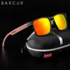 Barcur Men S Sunglasses for Menブランドデザイナーナチュラルウォルナットウッドグラスメス女性偏光アイウェアUV400 220513