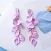 Dangle & Chandelier Ztech Flower Long Tassel Drop Earrings For Women Wedding Bridal Party Purple Petal Korean Statement JewelryDangle