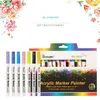 12/18 Colors 0.7mm Acrylic Paint Marker pen Art Marker Pen for Ceramic Rock Glass Porcelain Mug Wood Fabric Canvas Painting 210226