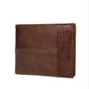 Monedero de llegada para hombre, billetera corta de cuero genuino Vintage, informal, con cremallera, monedero, monedero, billetera, billetera