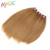 Magic Synthetic Hair Extension 3Pieces/Lot Yaki Rechte Haar Weven 18-22 inch Beauty Pure Color Golden For Women Cosplay 220615