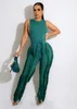 Women's Two Piece Pants Set Tassel Pants Sleeveless Casual Suit Lace Summer Sexy Outfits Ladies