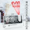 Reloj de mesa con alarma inteligente Digital LED, Radio FM, proyector de tiempo de 180 °, espejo de maquillaje, temporizador electrónico, pantalla de temperatura, decoración del hogar