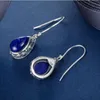 Dingle ljuskronor silver färg bröllop engagemang smycken vatten droppe örhängen för kvinnor naturliga lapis lazuli