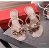 Beach Shoes Casual Sandals Flat Bottomed Slippers Beach Shoes301J Women Summer Fashion Flip-Flops Jelly Bowknot Rivets