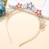 Sparkle Rhinestone Star Headband Theme Costume Metal Hair Hoop Crystal Hairband Headpiece For Women Girls Party Accessories Decorations Blue Red