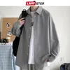 LAPPSTER Hommes Mode Coréenne Blanc Chemises À Manches Longues Hommes Harajuku Noir Chemise Surdimensionnée Mâle Chemises Boutonnées Blouses 5XL 220326