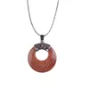 Pendant Necklaces Carnelian Round Shape Natural Green Aventurine Howlite Tiger Eye Statement Necklace Men JewelryPendant