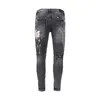 Jeans jeans europeo e americano Street Street Street Stampato Pantaloni slim casual grigio chiaro per adolescenti