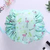 Vely Lazy Cosmetic Handväskor Flamingo Print Drawstring Bag Makeup Big Girls Handbag Travel Portable Pouch Styles