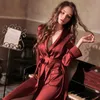 Dames slaapkleding zijden gewaden voor vrouwen kimono badjas bathrobe vrouwelijke intieme lingerie huis slijtage diep v sexy bruidsmeisje gewaad dropwomen's