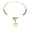 Élégant Simple Waterwave perle pour les femmes charmant grand métal géométrique déclaration collier collier bijoux accessoires 220727
