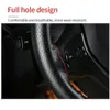 Lenkradbezüge Echtlederbezug Atmungsaktives Design Auto handgenähtes Geflecht für Durchmesser 38 cmLenkung
