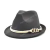 Böjd Brim Classic Mens Wool Jazz Fedora Hat With Belt Vintage Felt Billycock Top Hats Gentleman Jazz Cap