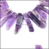 Stone Natural Amethyst Crystal Quartz Stick Point Beads Top borrade lila Löst hänge för smycken som tillverkar 2 mm Ho DHSeller2010 DHFW9