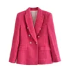 ONKOGENE ZAree Frau Herbst Mode Strukturierte Zweireiher Blazer Jacke Casual Langarm Oberbekleidung Anzug Mantel 220726