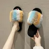 Mode winter vrouwen slippers pluizige pluche ontwerper warme slipper niet-slip herfst schuifjes topkwaliteit multicolor dia voor dames