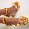 New Summer Stiletto Heels Pearl Butterfly Knot Sandals Bowknot Rhinestone Satin High Heel Women 220520