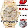 SF Latest ew126334 A3135 Automatic Mens Watch tw126333 bl86405 Diamond Rainbow Stick Markers Dial 904L Steel Iced Out Diamonds Gold Bracelet Super eternity Watches