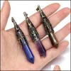 Arts And Crafts Arts Gifts Home Garden Faceted Cone Healing Stone Charms Tiger Eye Rose Quartz Amethyst Crystal Pendum P Dh5Lo