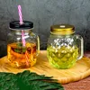 Szklany Mason Jar Kubki piwne ze słomy koktajl mrożona kawa soda Whisky kubki przezroczyste sok z mleka herbata kubek bh6476