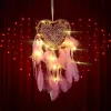 LED Light Handmades Dreamcatcher vindklockor handgjorda drömfångare nätfjädrar hängande dreamcatcher hantverk gåva hem dekoration