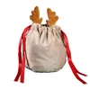 Soft Cute Velvet Christmas Antler Candy Bag Christmas Decoration Ornament Party Decoration Favors Children Kids Gift Bag C0817