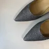 Moda 40 scarpe con tacco glitter nero/argento/grigio/oro PELLE DI VITELLO PELLE GENUINA 6,5 cm sexy a punta classica lucida