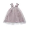 Summer Sweet Cute Bretelle a forma di foglia Fuffy Princess Dress Cotton, Yarn Girls Clothes Girl 3-14Y 220422