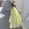 Casual Dresses Fashion Summer Korean Maxi Beach Dress Women Sweet Elegant Sexy Strap Backless Prom Semesterkläder Folds Party Vestidos Fie