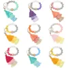Llaveros Llavero de cuentas de silicona coloridas para mujer Pulsera de borla multicapa Llavero Accesorios de joyería Fred22