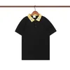 Designer Men's T-shirts High Sense Light Luxury Polo Short Sleeve Splicing Color High-End Casual Lapel T-shirt European Shirt Black White Fashion Men and Womenm-3xl