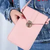 Fivela de moda pequena mini bolsa de couro mulheres cartão bolsa carteira simples tela táctil transparente saco de telefone móvel para meninas