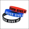 Charm Bracelets Jewelry Fashion Never Give Up Letter Sile For Women Men Sports Inspirational Wristband Bangle In Bk Drop Delivery 2021 Kox4B