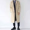 Läsbar Autumn Trench Coat Men Casual Turn-Down Collar Korean Long Trench Coat Män Solid Long Coat Men L220725