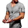 T-shirt pour hommes 2019 modèles d'explosion grande taille col en v extensible couleur unie à manches courtes hommes mode jeunesse T-shirt coupe ajustée