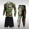 Sneldrogende Camouflage Heren Running Sets Compressie Sportpakken Skinny Panty Kleding Gym Rashguard Fitness Sportkleding Mannen 220726