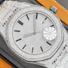 手作りのフルダイヤモンドメンズウォッチ自動機械式時計サファイア付きダイヤモンドがちりばめられたスチール40mmモントレデフクサ