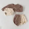 Baby Boys And Girls Rainbow Clothing Set Kids Casual Long Sleeve Pullover Sweatshirt Tops + Shorts Children Clothes 220419