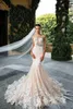 New Year's Modest Mermaid Wedding Dresses Long Backless Bridal Gown Beaded Crystals Sexy Lace Applique Sweep Train Custom Made African Plus Size Vestido De Novia