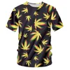 Manga curta camiseta homens verão de alta qualidade camiseta top tees 3d impressão folhas coloridas roupas de moda plus size 7xl 220623