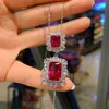 Ankomst Ruby Gemstone Halsband Pendant Ringörhängen Kvinnor S Luxury Wedding Party Fine Jewelry Set Vintage Female Gift 220718