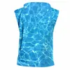 Mens Hooded Tank Top 3D Printed Ocean Wave Vest Handsome Hip Hop Man Blue Water Cool 220623