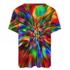 Koszulka damska Plus w rozmiarze Rainbow T-shirts Druku