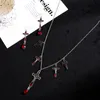 Colliers pendants Halloween Dark Gothic Droplet Droplet Boucles d'oreilles Collier Bijoux Set Exagéré Fashion 2022Mendant Gord229664667