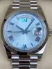 Mężczyźni Watch BP Factory Platinum 40 mm Day-Date Ice Blue Arabic Rzadka gra