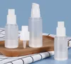 Frostat PP Plastic Airless Spray Pump Flaskor med vitt lock för hudvård Serum lotion 15 ml 20 ml 50 ml 80 ml 100ml Travel Refillerbara kosmetiska behållare SN4513