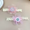 Baby girls flower princess hairband cute Korean style infant kids head accessories children lace elastic gauze Hair Bows B300