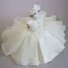 Abiti da ragazza Abito formale Battesimo Abito da 1 ° compleanno rosa bianco per abbigliamento da neonata Abito da sposa per feste in pizzo principessa fioreGirl's