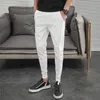 Calças de verão coreana homens design de moda magro fit harem tornozle comprimento sólido todos os fósforos castros hip hop corredores calças 220325